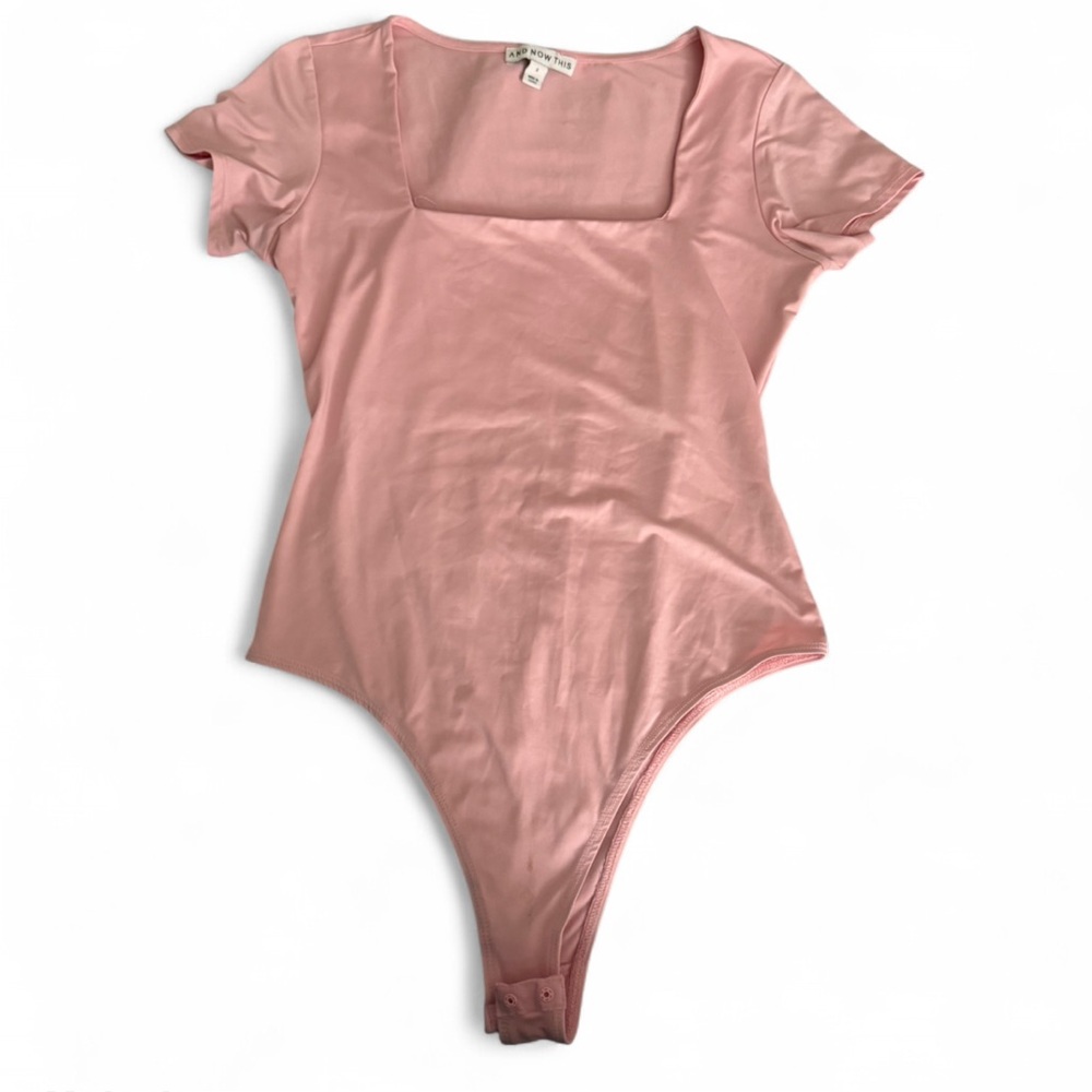 Pink Square Neck Bodysuit